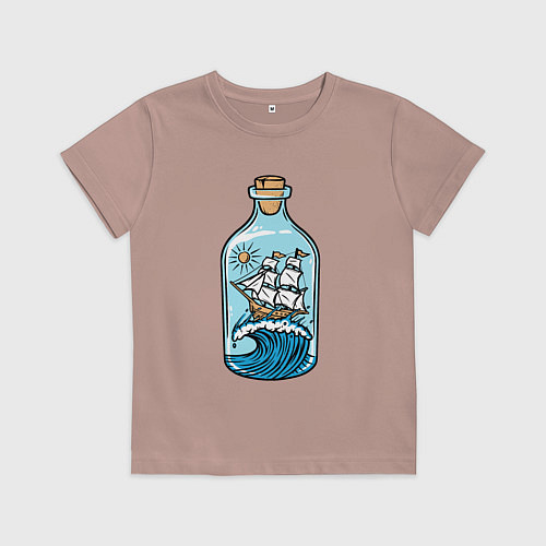 Детская футболка Парусник в бутылке / Пыльно-розовый – фото 1