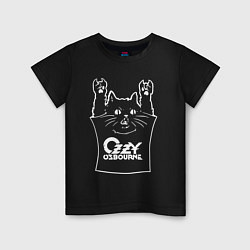 Футболка хлопковая детская Ozzy Osbourne - cat rock, цвет: черный