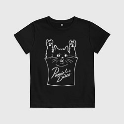 Футболка хлопковая детская Panic at the disco - cat rock, цвет: черный