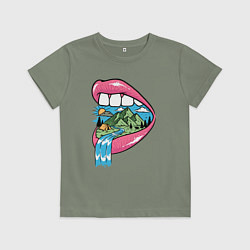 Футболка хлопковая детская Природа во рту, цвет: авокадо