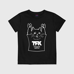 Футболка хлопковая детская Thousand Foot Krutch - cat rock, цвет: черный