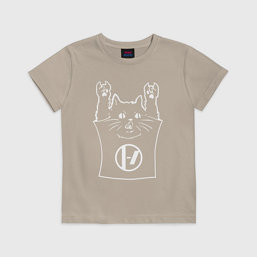 Детская футболка Twenty one pilots - cat rock / Миндальный – фото 1