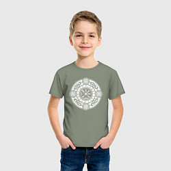 Футболка хлопковая детская Компас вегвизир и узлы защиты воина, цвет: авокадо — фото 2