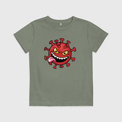 Футболка хлопковая детская Забавный вирус, цвет: авокадо