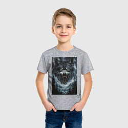 Футболка хлопковая детская Оскаленная морда волка, цвет: меланж — фото 2