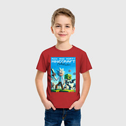 Футболка хлопковая детская Rick and Morty Minecraft - collaboration, цвет: красный — фото 2