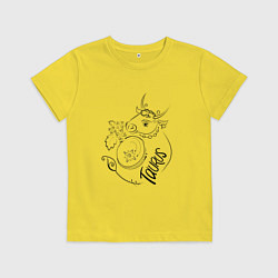 Футболка хлопковая детская Телец зодиак, цвет: желтый