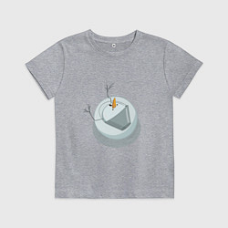 Футболка хлопковая детская Снеговик вид сверху, цвет: меланж