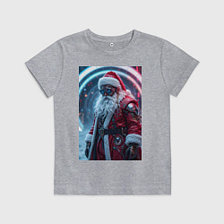 Футболка хлопковая детская Дед мороз киберпанк, цвет: меланж