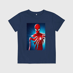 Футболка хлопковая детская Новый человек паук игра, цвет: тёмно-синий
