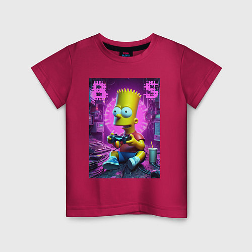 Детская футболка Bart Simpson - cool gamer / Маджента – фото 1