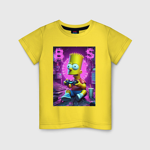 Детская футболка Bart Simpson - cool gamer / Желтый – фото 1