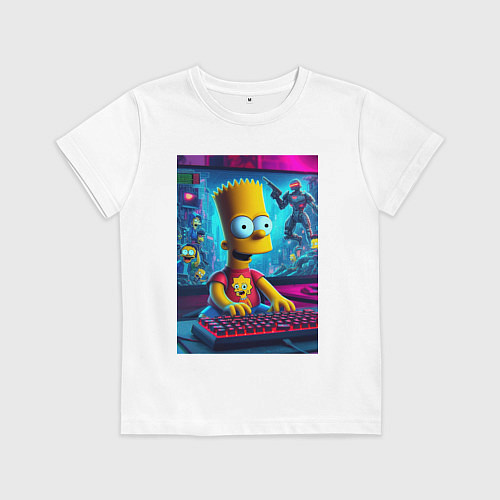 Детская футболка Барт Симпсон увлёкся игрой / Белый – фото 1