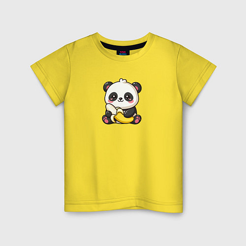 Детская футболка Милая панда с бананом / Желтый – фото 1