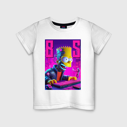 Детская футболка Bart Simpson - cyber gamer / Белый – фото 1