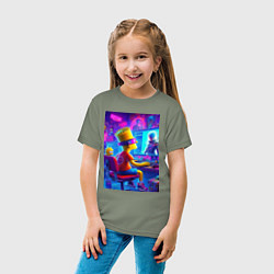 Футболка хлопковая детская Барт и Мэгги выбирают персонажа, цвет: авокадо — фото 2