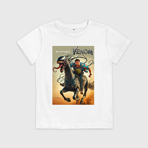 Детская футболка Eddie rides a symbiote horse - Venom 3 / Белый – фото 1