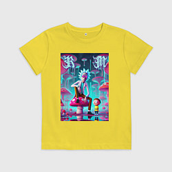 Футболка хлопковая детская Rick and Morty under the mushrooms, цвет: желтый