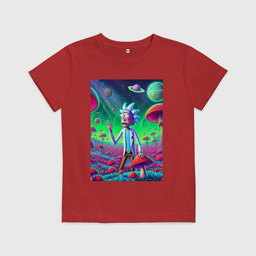 Детская футболка Рик потерял Морти на грибной планете / Красный – фото 1