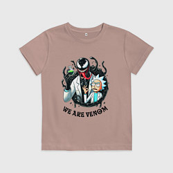 Футболка хлопковая детская Venom slime and Rick - collaboration, цвет: пыльно-розовый