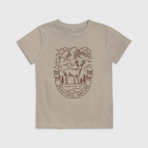 Детская футболка Дикий и свободный олень / Миндальный – фото 1
