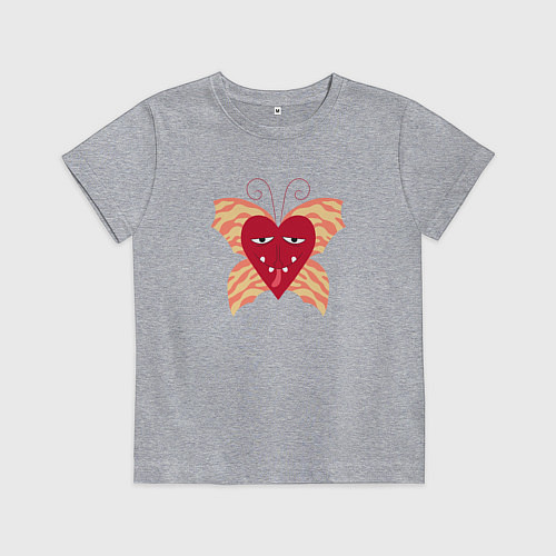 Детская футболка Сердечко-бабочка / Меланж – фото 1