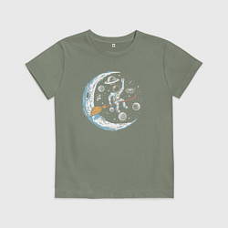Футболка хлопковая детская Полёт на метле, цвет: авокадо