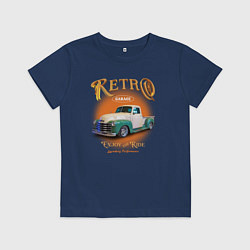 Футболка хлопковая детская Ретро гараж и автомобиль Chevrolet Thriftmaster, цвет: тёмно-синий