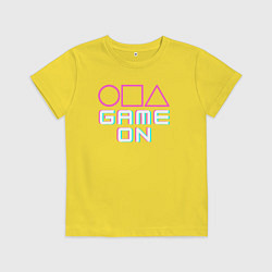 Футболка хлопковая детская Squid game on, цвет: желтый