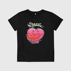 Футболка хлопковая детская Мой Валентин, цвет: черный