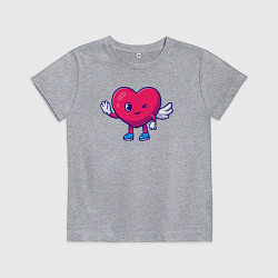Футболка хлопковая детская Сердечный приветик, цвет: меланж