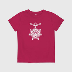 Футболка хлопковая детская Узоры мандала цветок, цвет: маджента