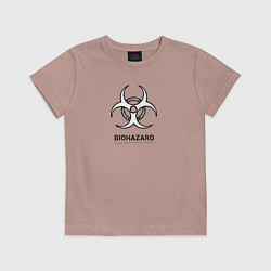 Футболка хлопковая детская Biohazard черно белый, цвет: пыльно-розовый