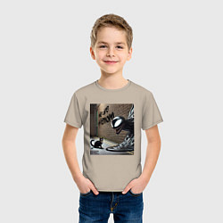 Футболка хлопковая детская Cat and Symbiote - we are Venom meme, цвет: миндальный — фото 2