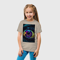 Футболка хлопковая детская Глаз фиолетовый, цвет: миндальный — фото 2