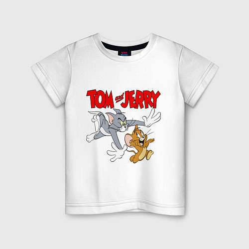 Детская футболка Том и Джерри - погоня / Белый – фото 1