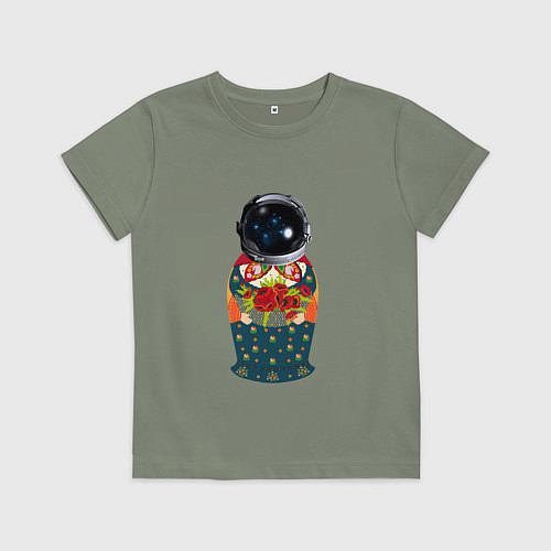 Детская футболка Матрёшка космонавт / Авокадо – фото 1