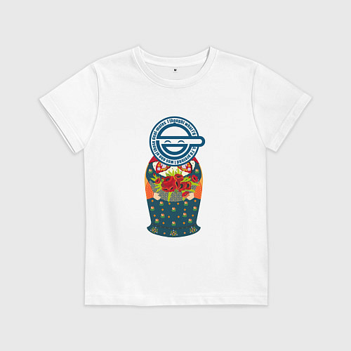 Детская футболка Матрёшка смеющийся человек / Белый – фото 1