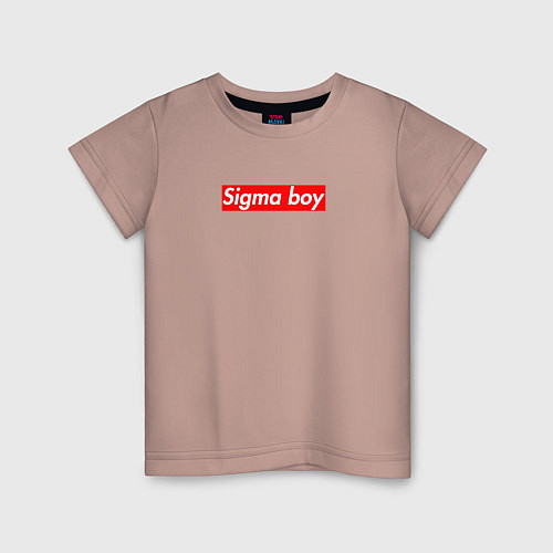 Детская футболка Сигма бой supreme style из песни мерч - тик-ток ме / Пыльно-розовый – фото 1