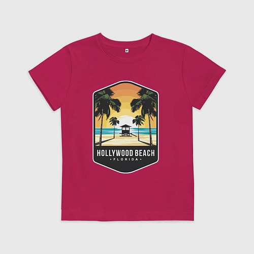 Детская футболка Пляж Голливуда / Маджента – фото 1