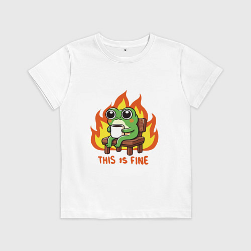 Детская футболка Frog - this is fine / Белый – фото 1