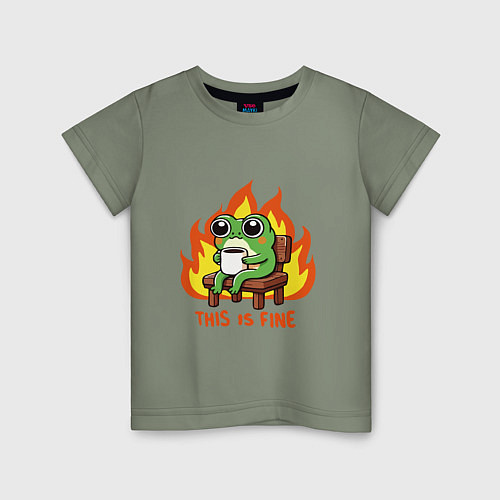 Детская футболка Frog - this is fine / Авокадо – фото 1