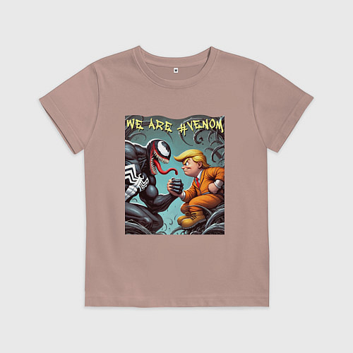 Детская футболка Donald Trump and Venom - ai art fantasy / Пыльно-розовый – фото 1