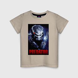 Футболка хлопковая детская Predator in the helmet, цвет: миндальный