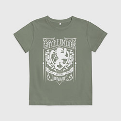 Футболка хлопковая детская Гарри Поттер - герб гриффиндор, цвет: авокадо
