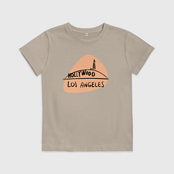 Футболка хлопковая детская Hollywood Los Angeles, цвет: миндальный
