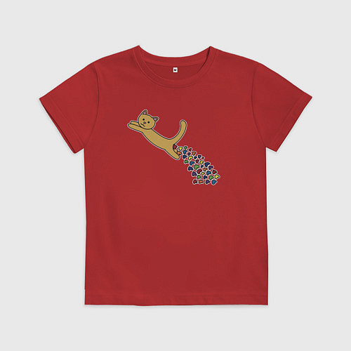 Детская футболка Кошачьи сердечки / Красный – фото 1