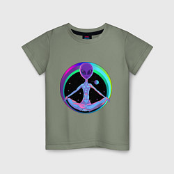Футболка хлопковая детская Alien Peace, цвет: авокадо