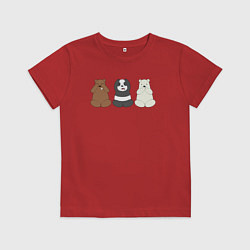 Футболка хлопковая детская Три мишки, цвет: красный