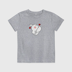 Футболка хлопковая детская Мультяшный кролик укусил для пары, цвет: меланж